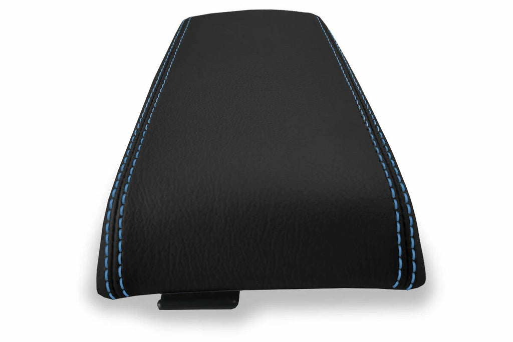 Leather Console Lid Armrest Cover for Subaru Baja (2003–2006) Blue Stitch