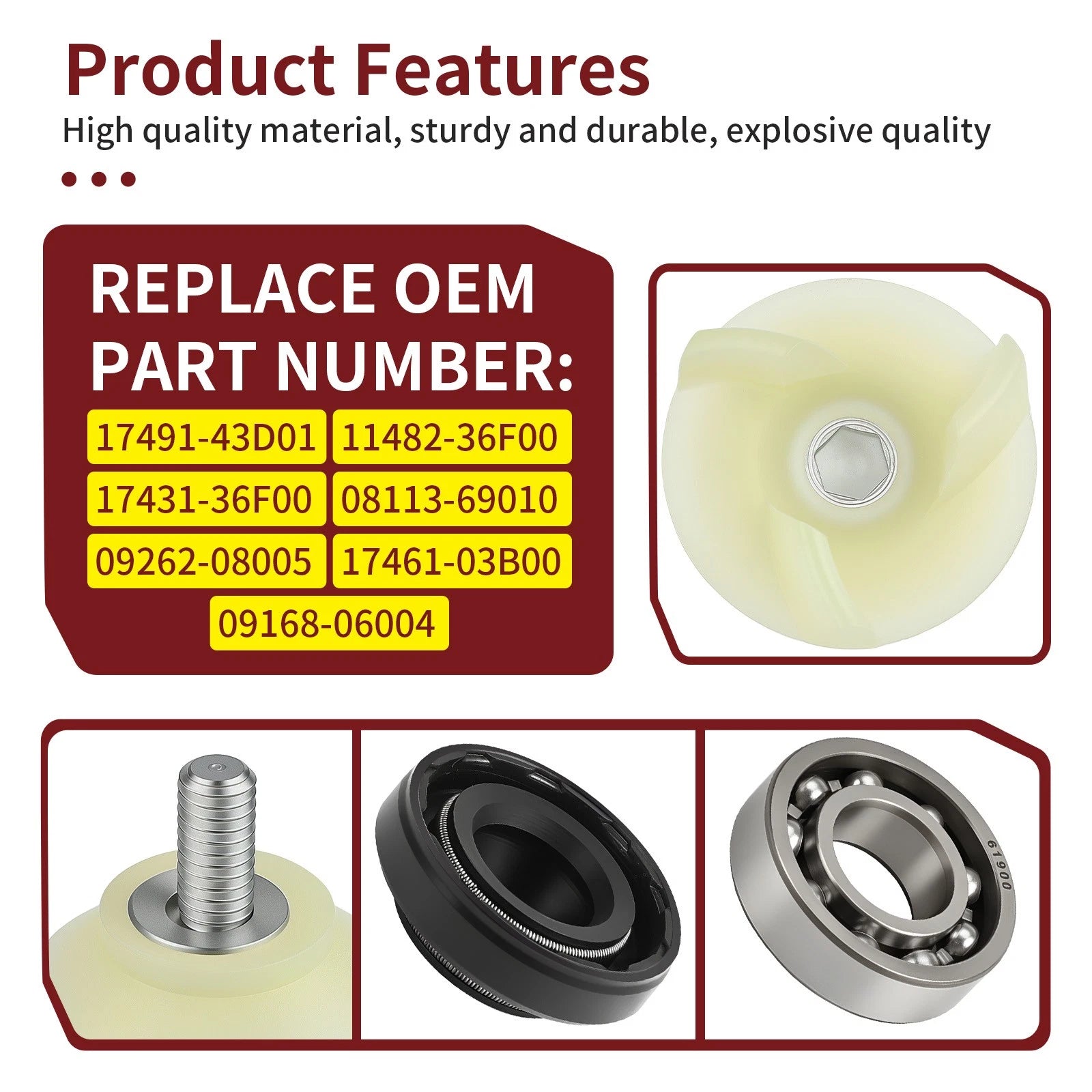 Water Pump Bearings Seals Gasket for Suzuki RM125 (2001–2006)