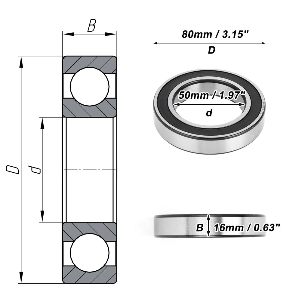 Deep Groove Ball Bearings 50x80x16mm for Scooter Skateboard (6010VV)