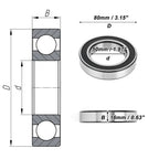 Deep Groove Ball Bearings 50x80x16mm for Scooter Skateboard (6010VV)