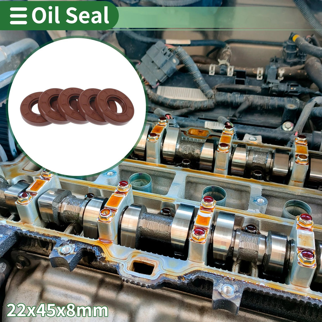 Set of 5 Oil Seal Rotary Shaft Seal FKM Rubber 22x45x8mm
