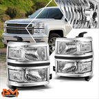Clear Corner Headlights Lamp Chrome for Chevy Silverado 1500 (2014–2015)