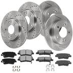 Front & Rear Drilled Rotors Brake Pads for Hyundai Veloster (2013–2016)