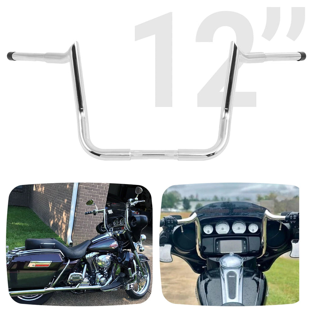 12" Chrome Meathook Ape Hanger Handlebar for Harley Touring Electra Street Glide