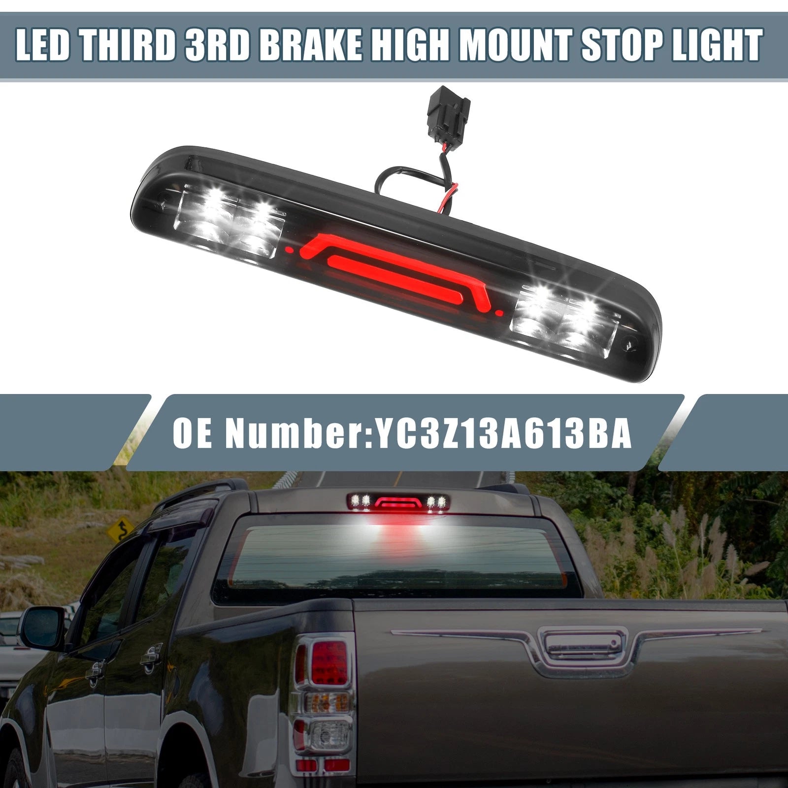 High Mount Stop Light YC3Z13A613BA for Ford  Black Housing Smoked Lens