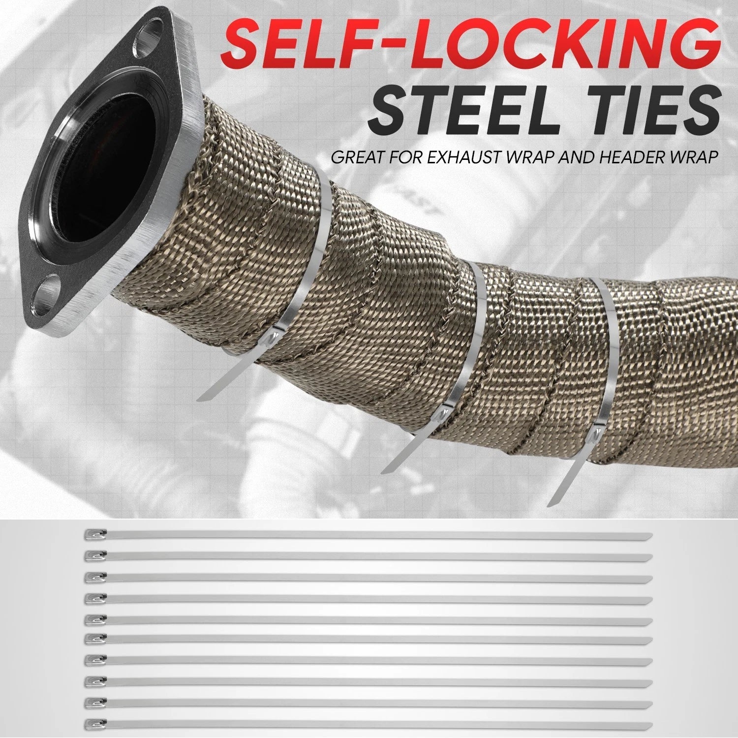 2" Wide Exhaust Header Wrap for Universal Applications (50Ft, 10PC Ties)