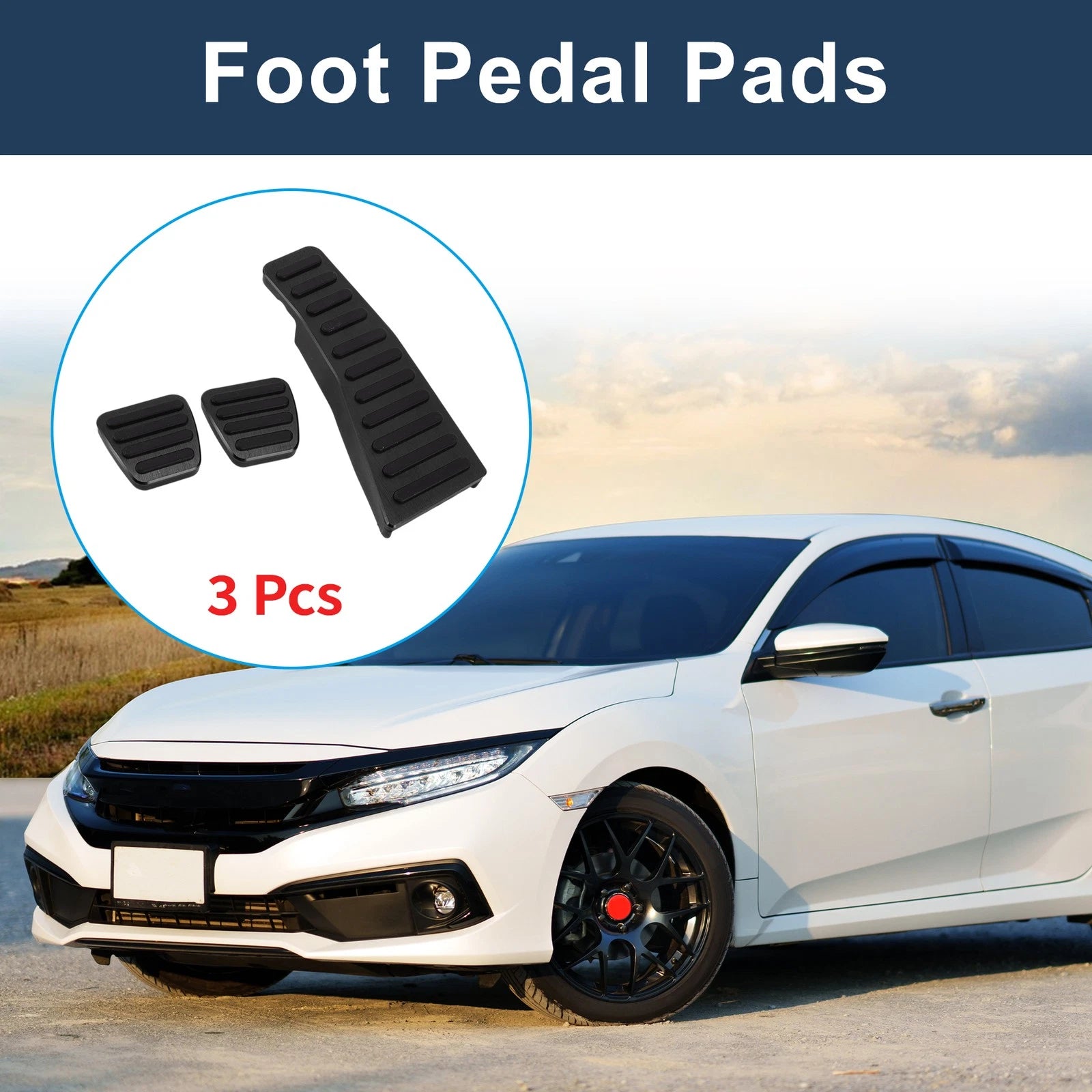 3 Pcs Manual Foot Accelerator Pedal Covers for Honda Civic (2006–2009) Black