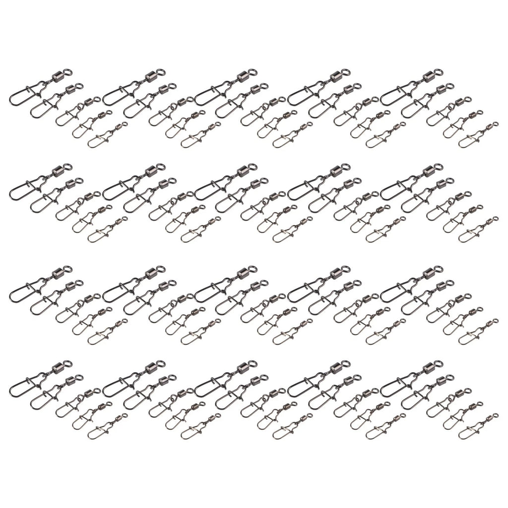 50pcs Fishing Swivels Clips 4# 6# 8# 10# 12# Copper Iron Material