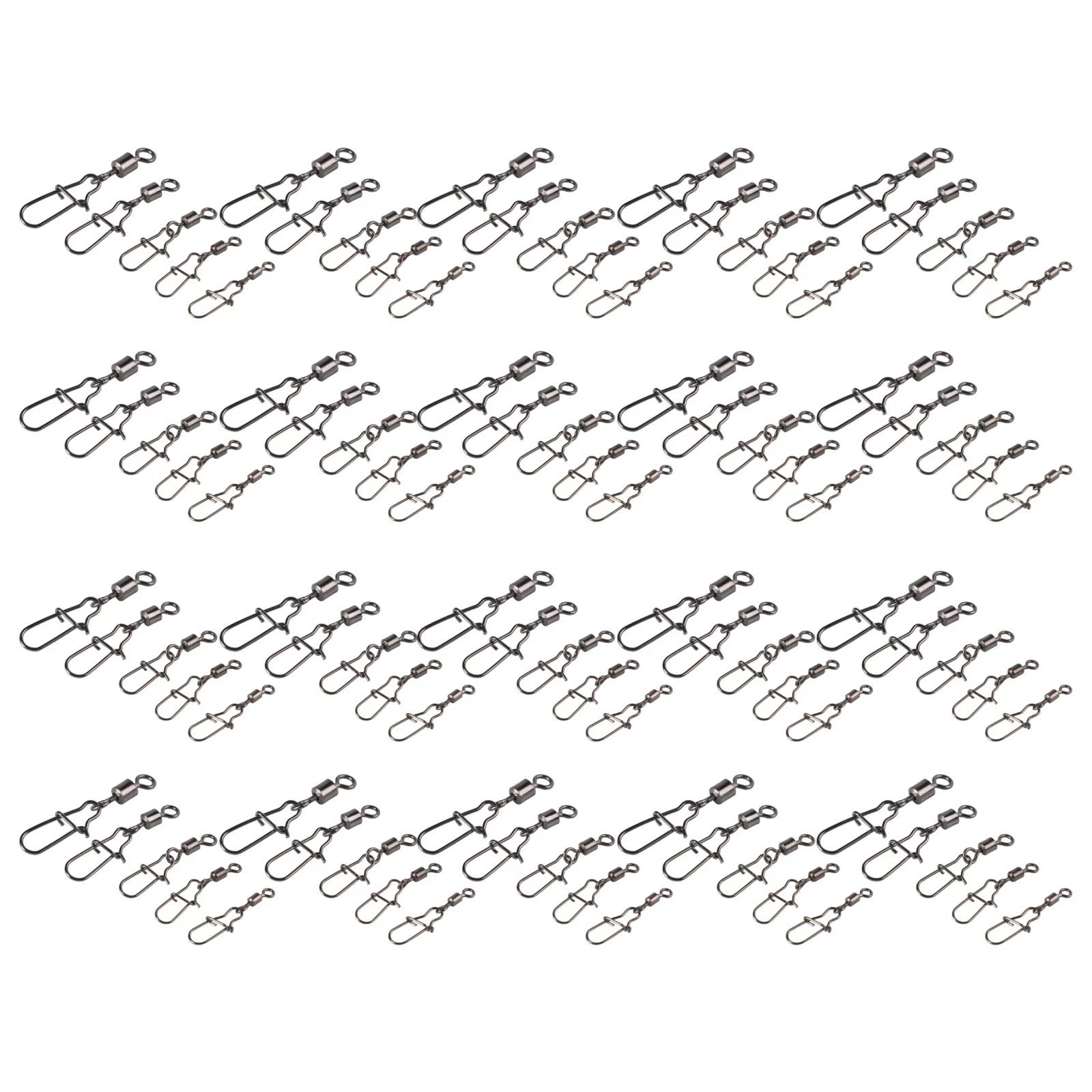 50pcs Fishing Swivels Clips 4# 6# 8# 10# 12# Copper Iron Material
