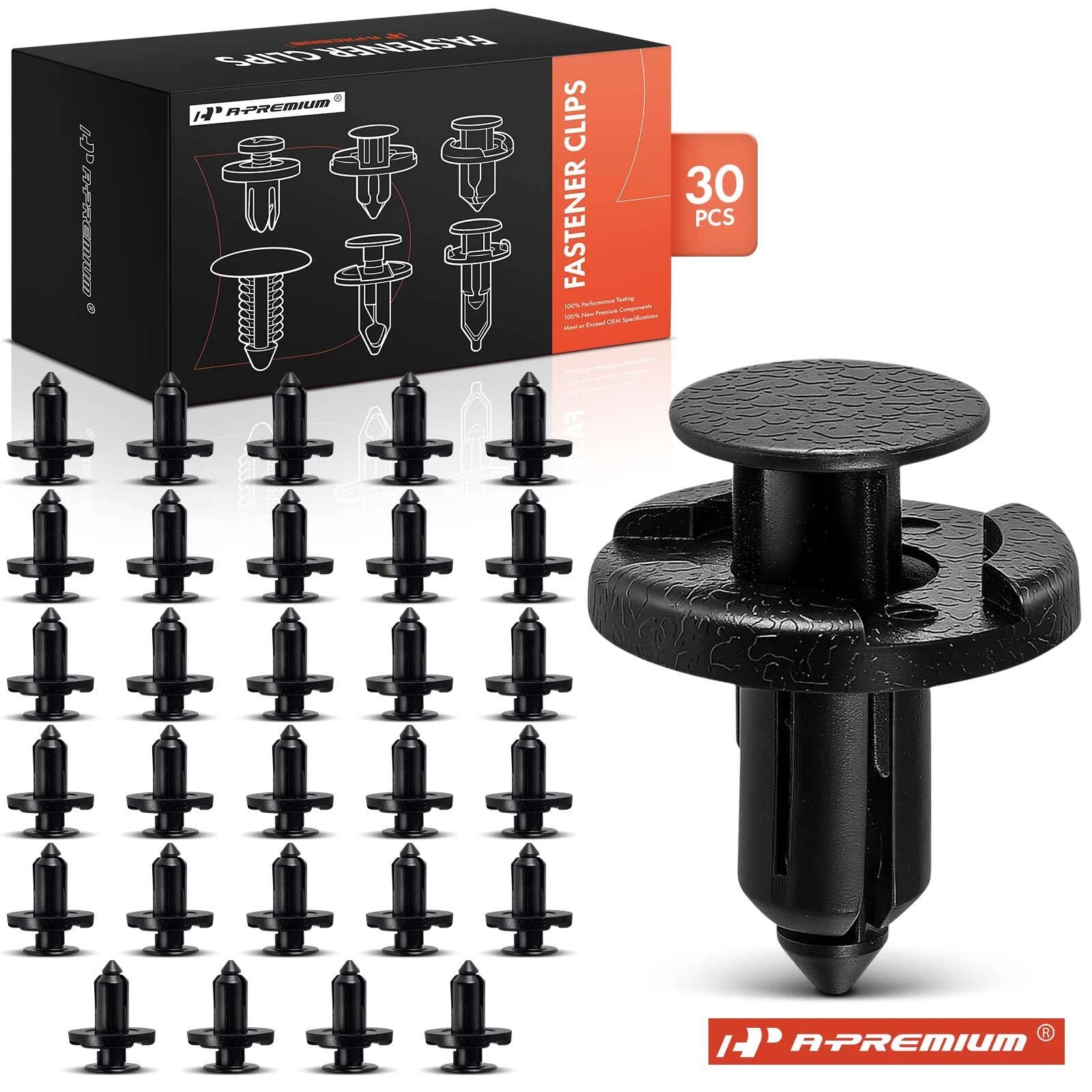 30pcs 8mm Black Nylon Push-On Retainer Fasteners for Nissan Infiniti 