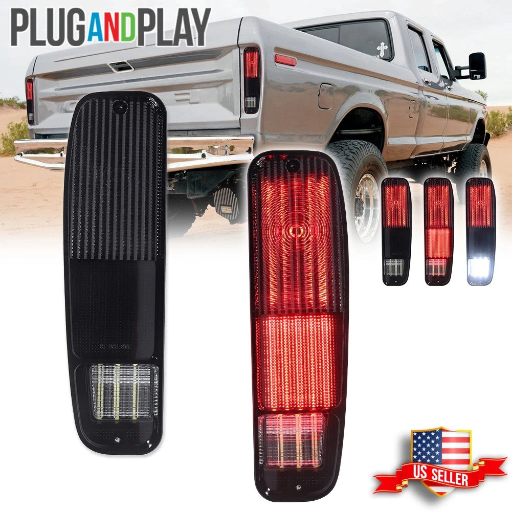 Smoked Red LED Tail Light Lamps for Ford E150 F150 250 350 Bronco (1974–1991)