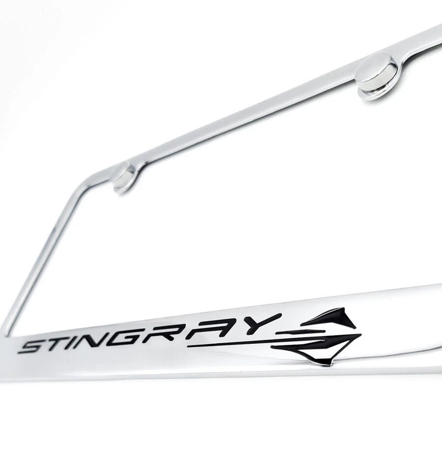 Chrome License Plate Frame with Logo Fit for Chevrolet Corvette C8 (2020–2024)