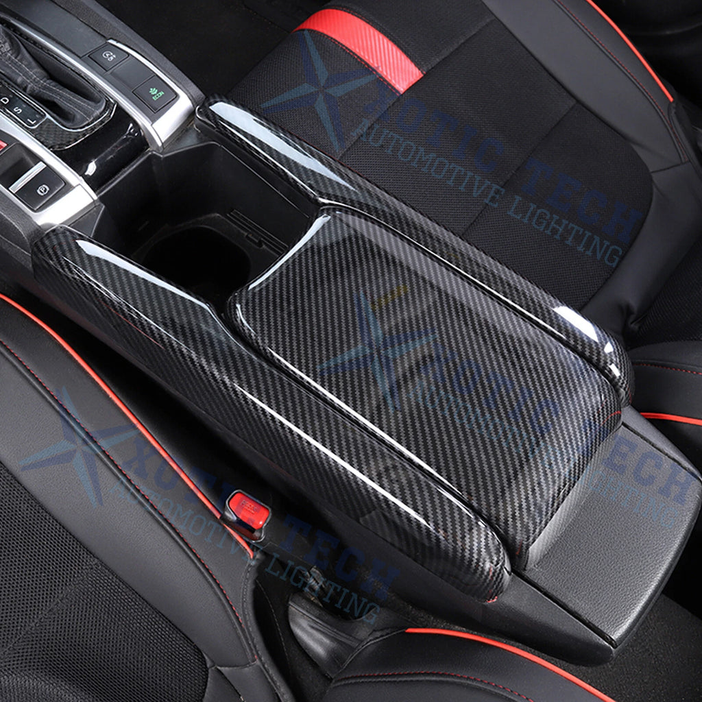 Carbon Fiber Pattern Center Armrest Box Panel Trim for Honda Civic (2016-2021)