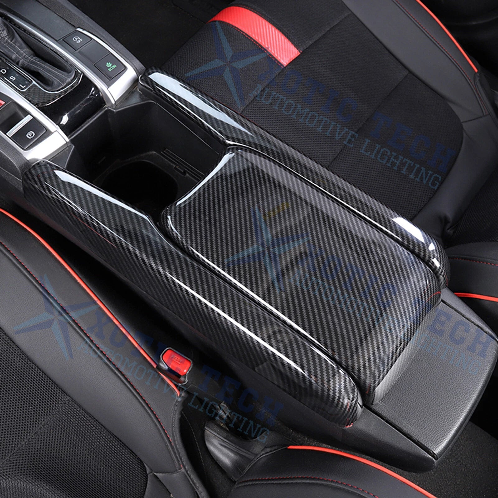 Carbon Fiber Pattern Center Armrest Box Panel Trim for Honda Civic (2016-2021)