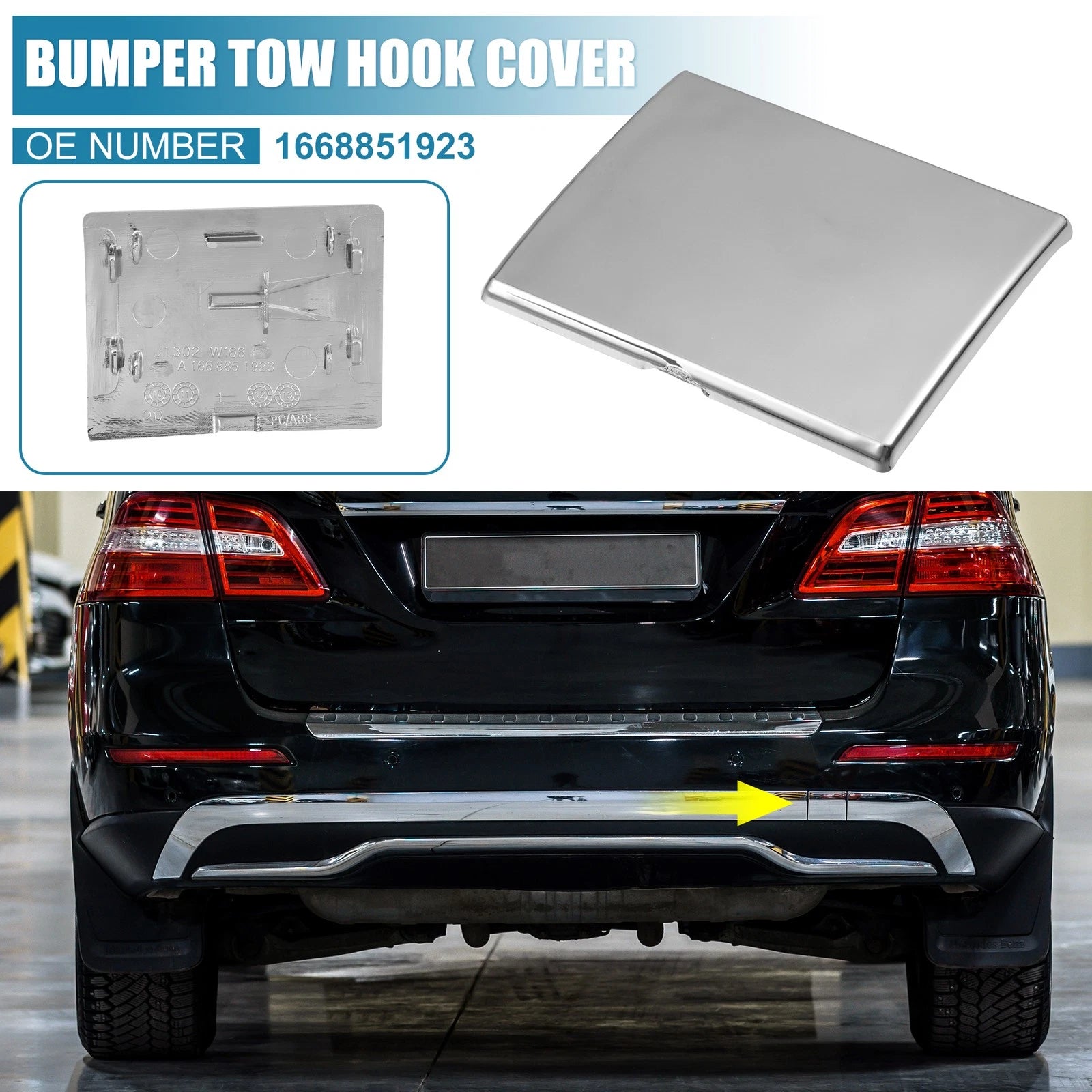 Tow Hook Cover Cap 1668851923 for Mercedes-Benz (Silver Tone)