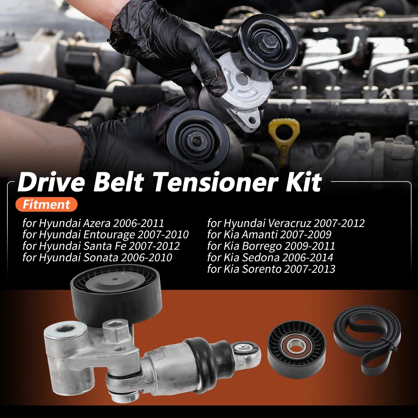 Set of 1 Drive Belt Tensioner Kit for Hyundai Azera (2006–2011) 39104