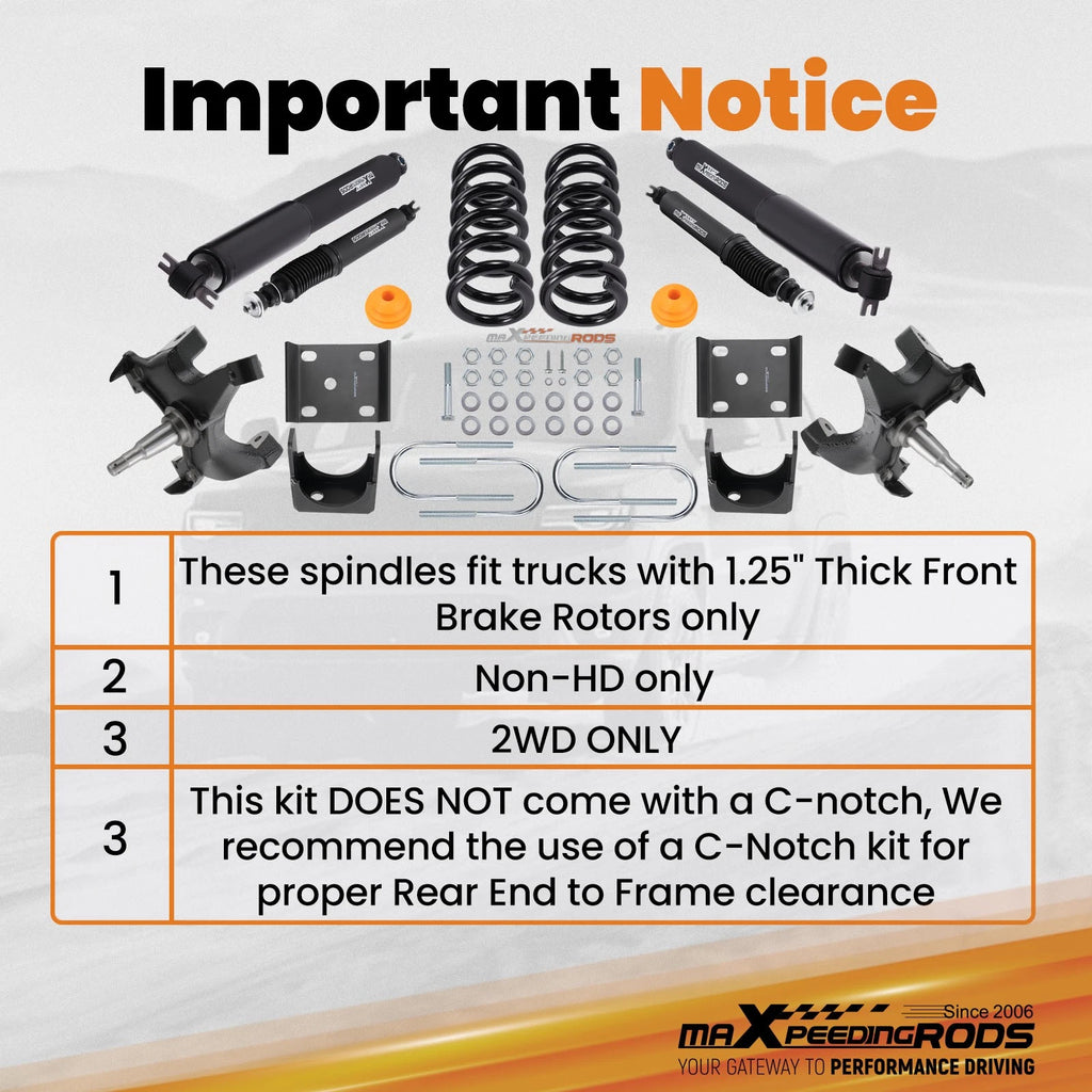 Lowering Kits for Chevy Silverado GMC Sierra C1500 (1988-1998) 2WD V8