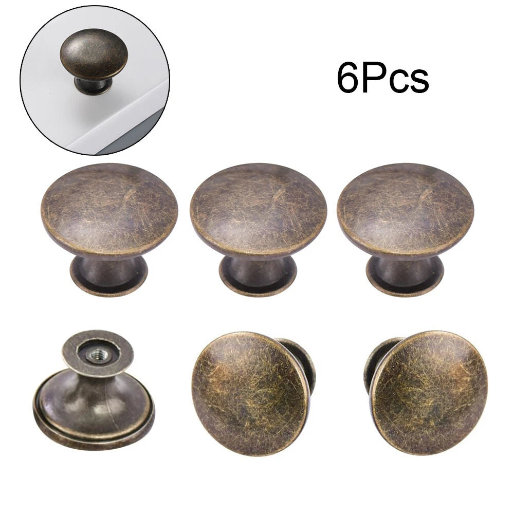 Set of 6 Vintage Round Cabinet Drawer Knobs Pull Handles