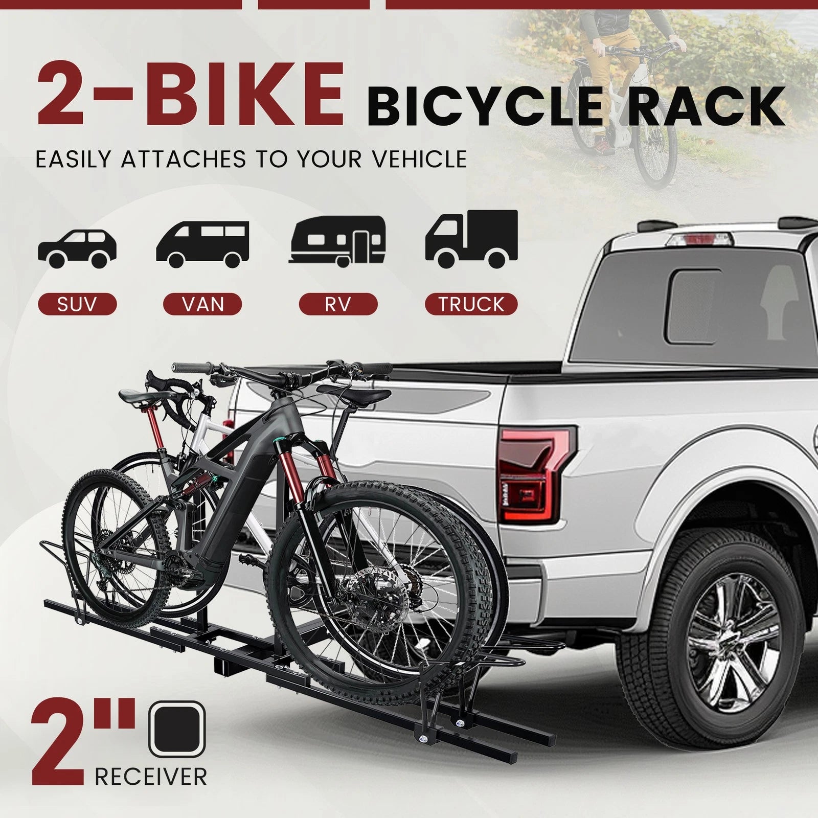 2-Bike Hitch Mount Rack for Car Truck SUV 2" Receiver
