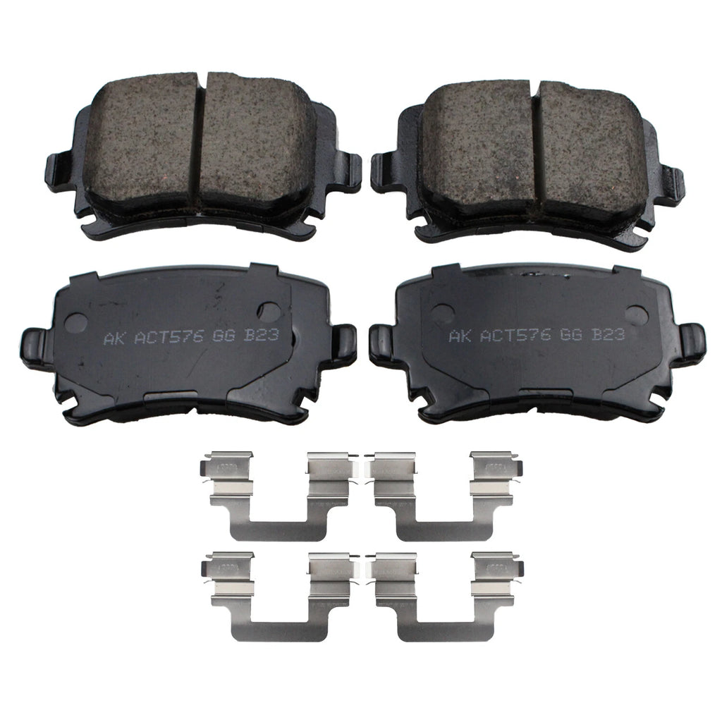 Set of 4 Akebono EURO Rear Ceramic Slotted Brake Pads for Volkswagen CC (2009–2017)