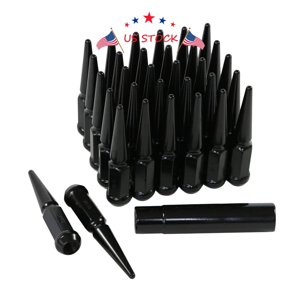 Set of 32 Black Spike Lug Nuts for Ford F250 F350 Dodge Ram 2500 3500