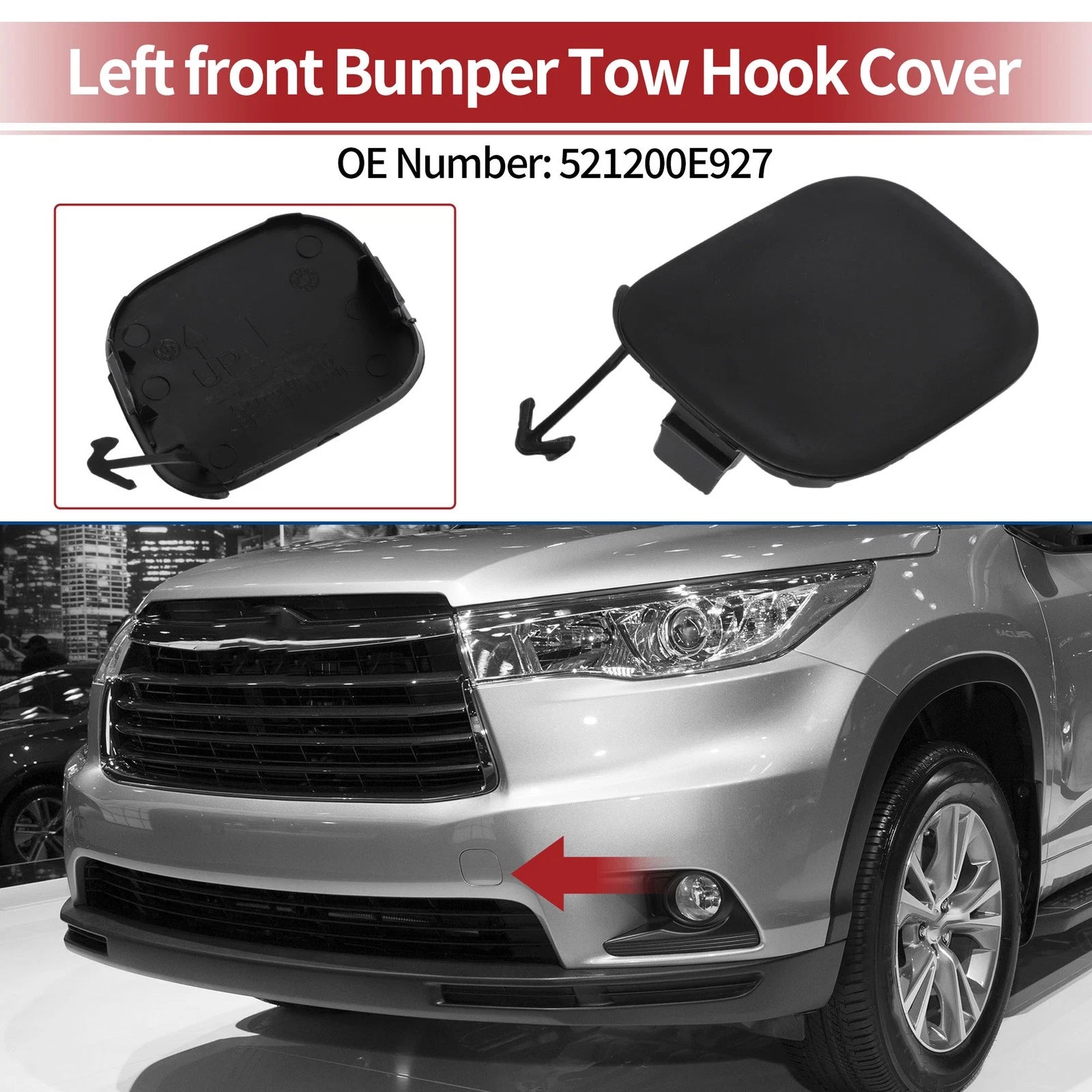 Tow Hook Cover Cap for Toyota Highlander (No. 521200E927) (2014–2019) Black