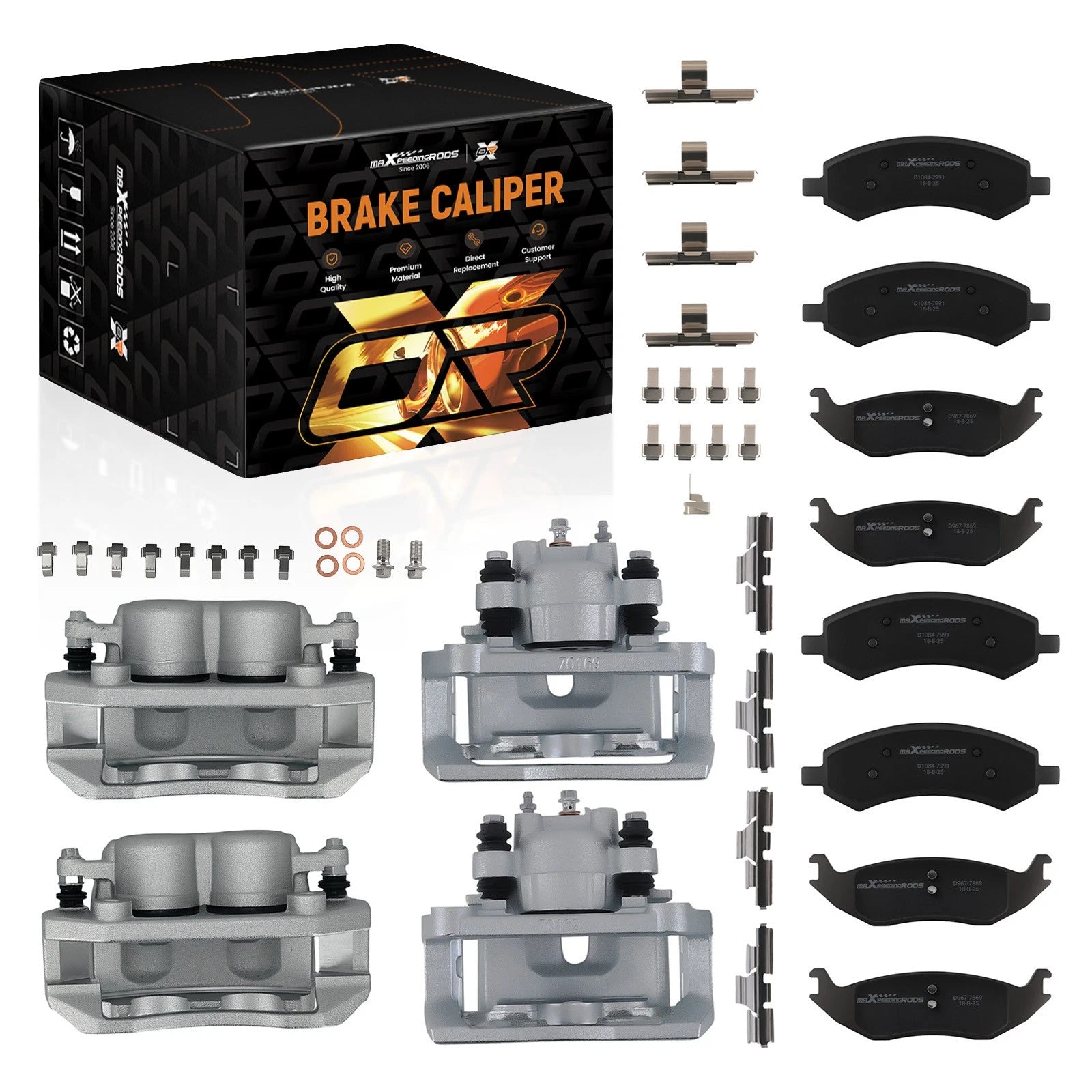 Set of 4 Brake Calipers & Pads for Ram 1500 (2011–2018)