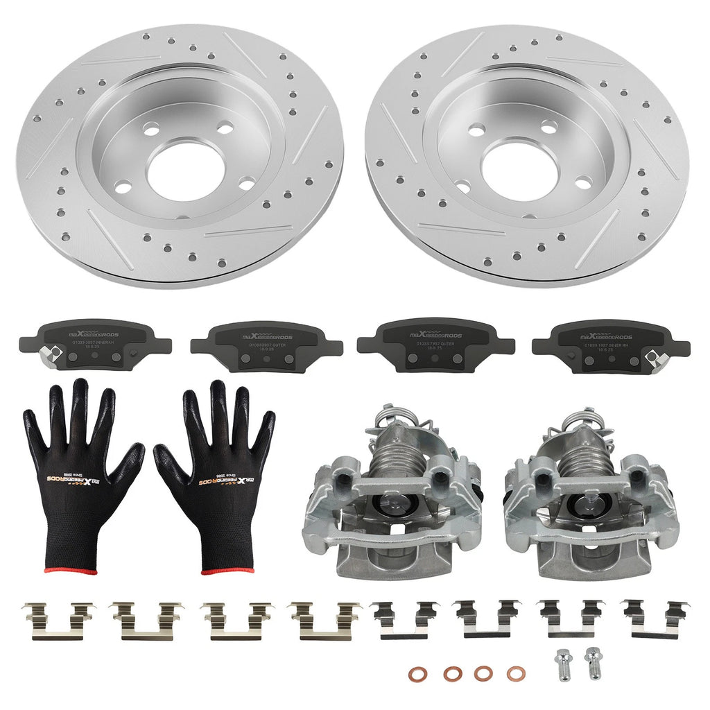 Set of 2 Rear Brake Rotors and Calipers with Pads for Pontiac Pursuit/G6 (2005–2010)