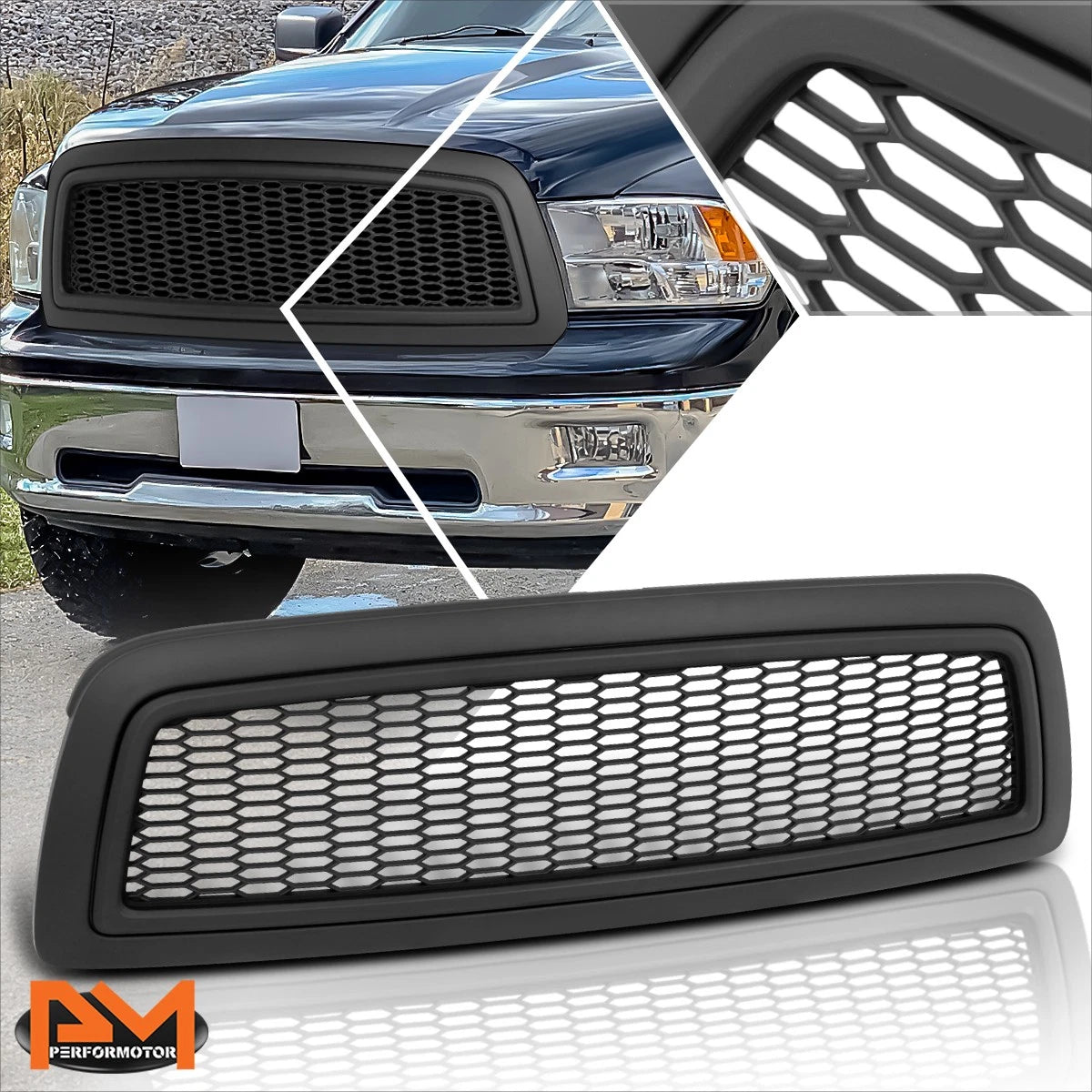 Honeycomb Mesh ABS Front Bumper Grille Cover for Dodge Ram 1500 (2009–2012)
