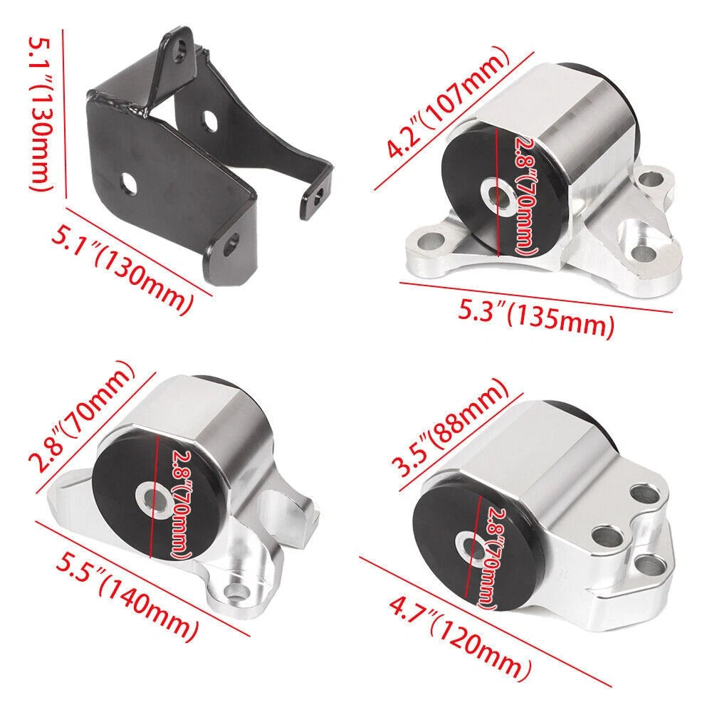 Engine Motor Mounts for Honda Civic EK (1996–2000) Silver B16 B18 B/D Series