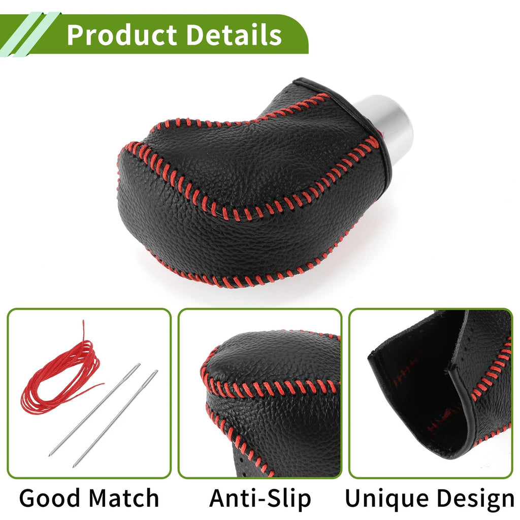 Set of 1 Gear Shift Knob Cover for Toyota Tacoma (2016–2022) Pebbled Black Red