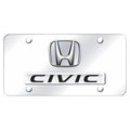 Dual Chrome Plain on Chrome License Plate - Officially Licensed for Honda Civic
