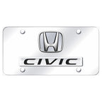 Dual Chrome Plain on Chrome License Plate - Officially Licensed for Honda Civic