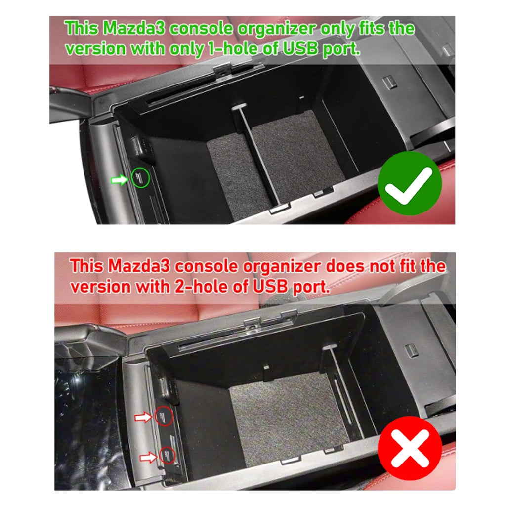 Center Console Tray Organizer Armrest Secondary Storage Box for Mazda 3 (2019-2026)