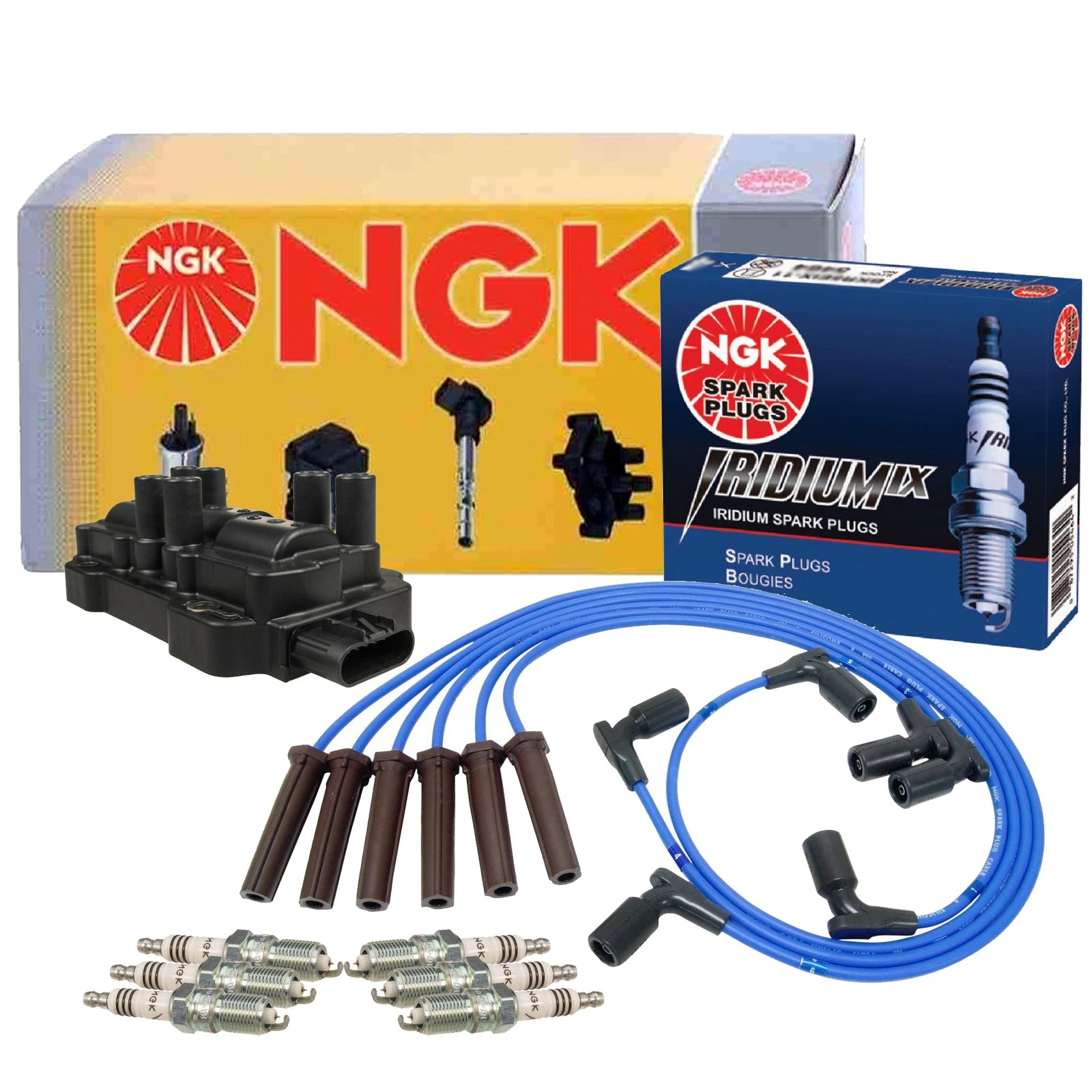 NGK DIS Ignition Coil Wires & 6 Iridium IX Spark Plugs for Chevy Pontiac V6