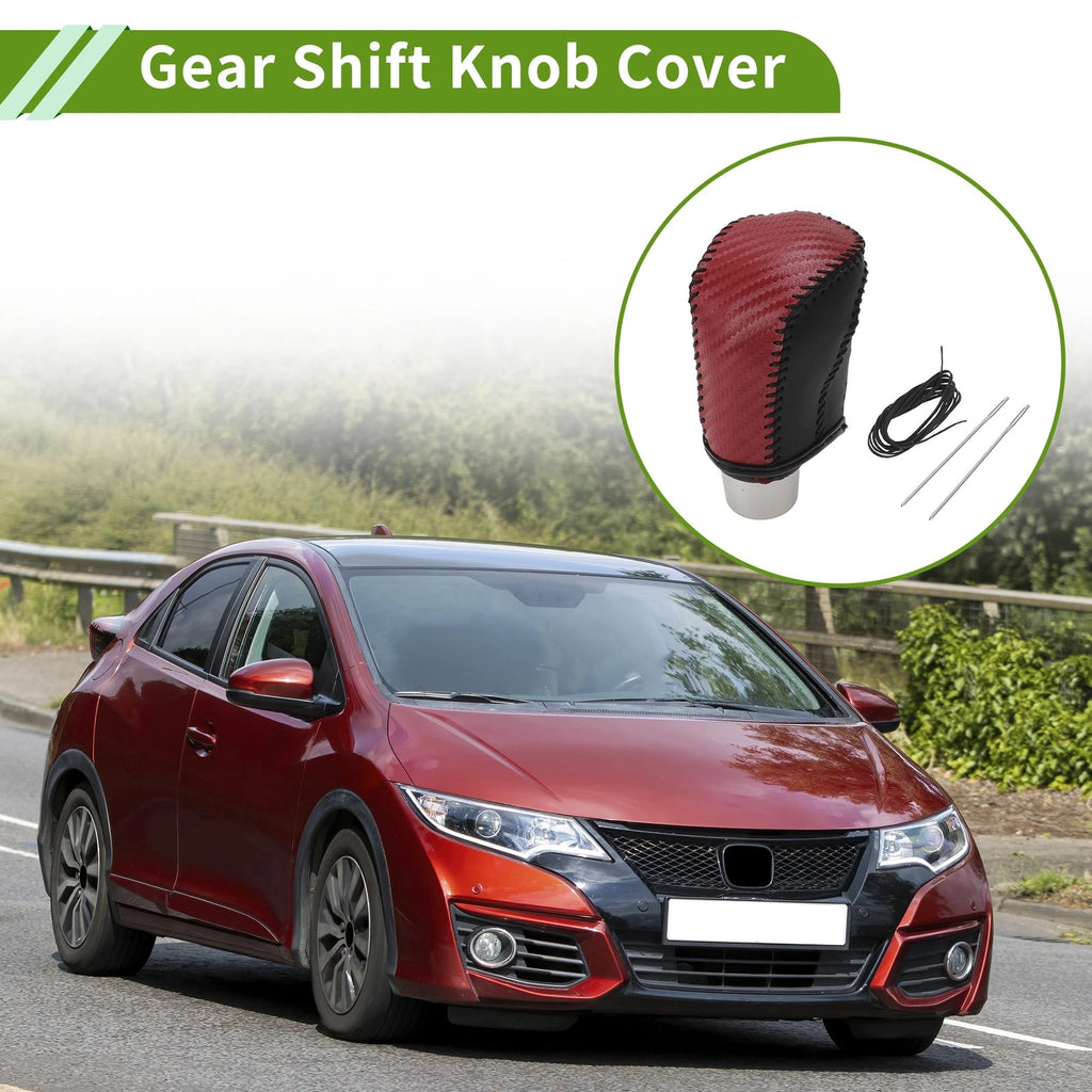 1 Pc Gear Shift Knob Cover for Honda Civic (2016–2021) Red Carbon Fiber