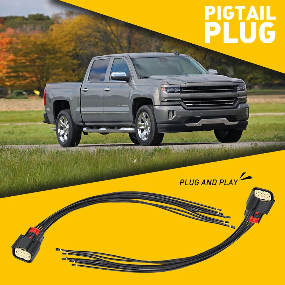 2X 6-Pin Headlight Connector Pigtail Plug for Chevy Silverado (2016–2018)