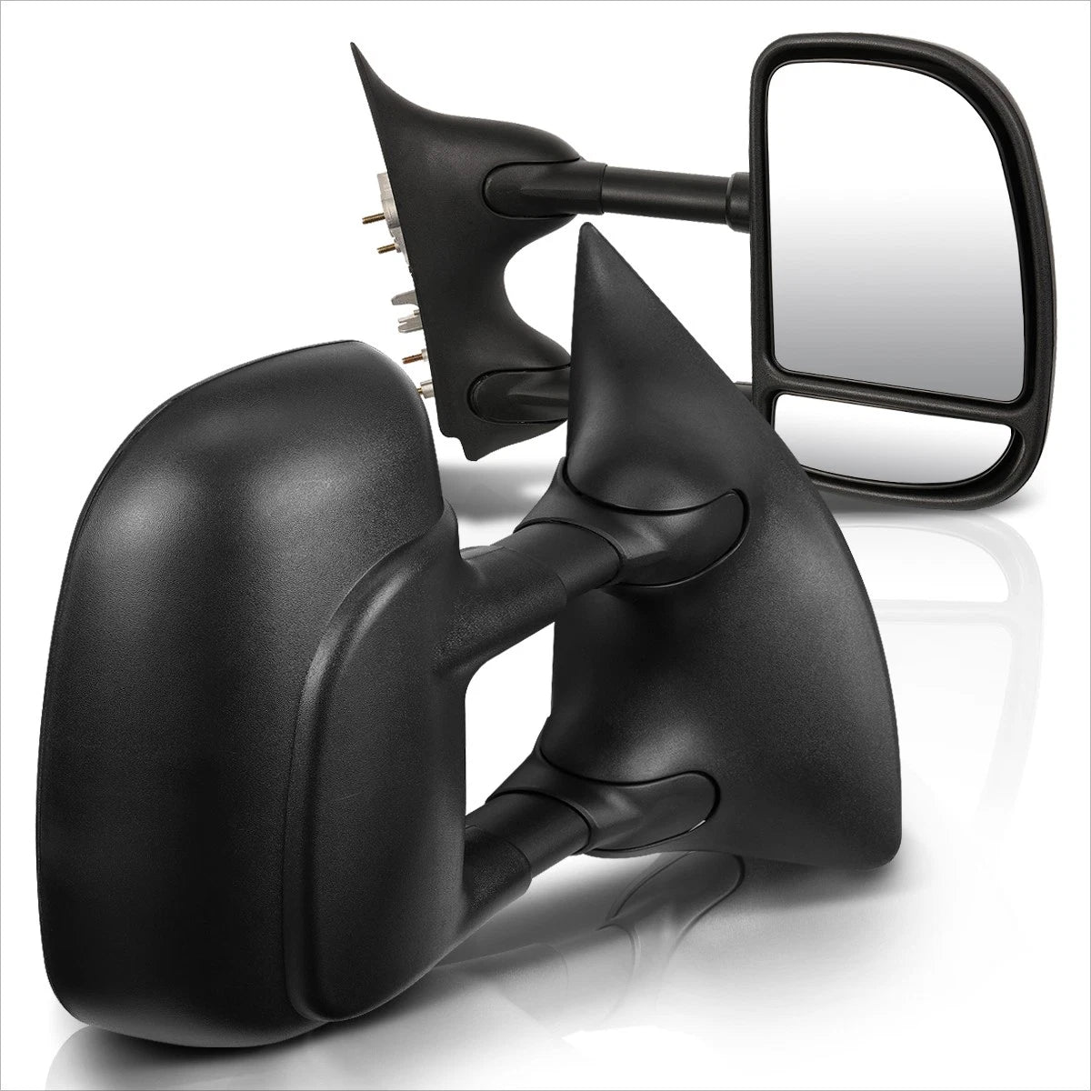 Set of 2 Manual Telescoping Black Side Towing Mirrors for F250-F550 Super Duty (1999–2007)