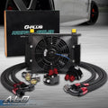 30 Row 10AN Aluminum Engine Oil Cooler Kit with 7" Cooling Fan