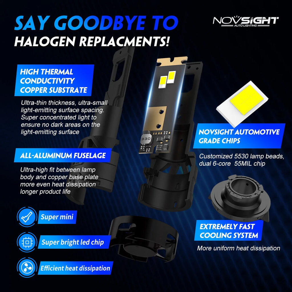 H13 LED Headlight Bulbs Conversion Kit 6500K White 60W 13000LM for