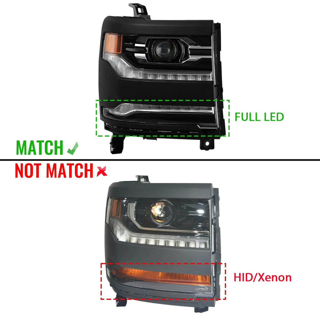 LED Projector Headlight w/Module for Chevy Silverado 1500 (2016–2018)