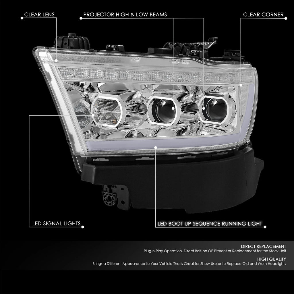 Chrome Projector Headlights for Ram 1500 (2019–2024)