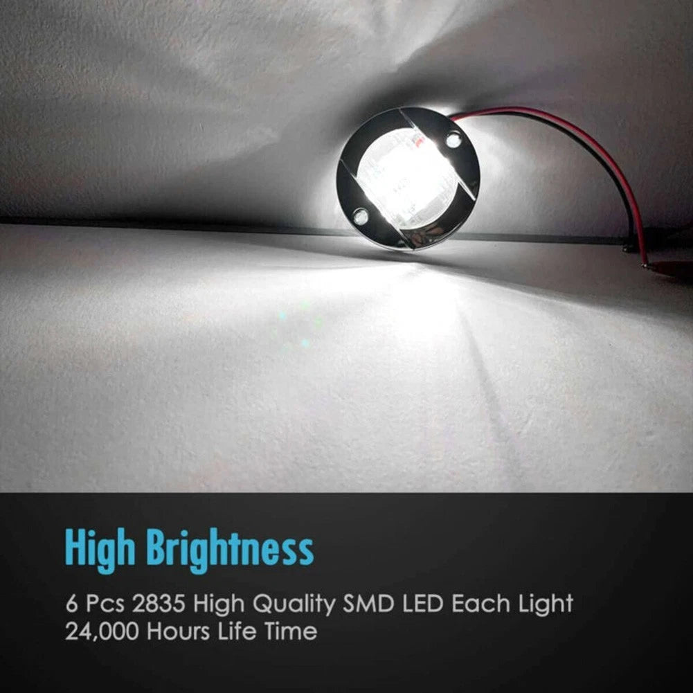 6 LED Waterproof Marine Boat Stern Transom Lights Round 3 Inch