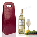 Red Crocodile Grain Wine Carrier Bag for Double Bottle (Tote)