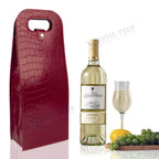 Red Crocodile Grain Wine Carrier Bag for Double Bottle (Tote)