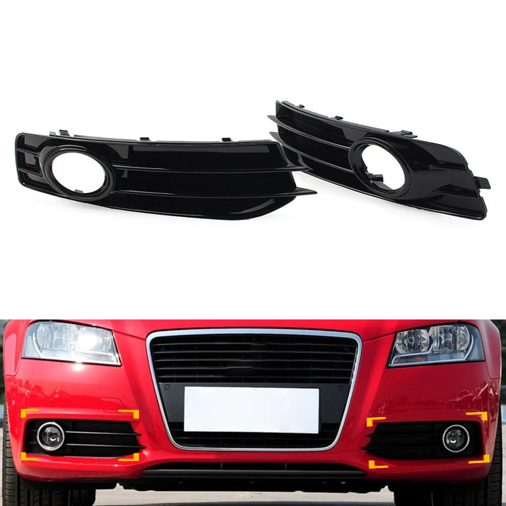 1 Pair Front Bumper Fog Light Grille Cover for Audi A3 8P (2009–2012)