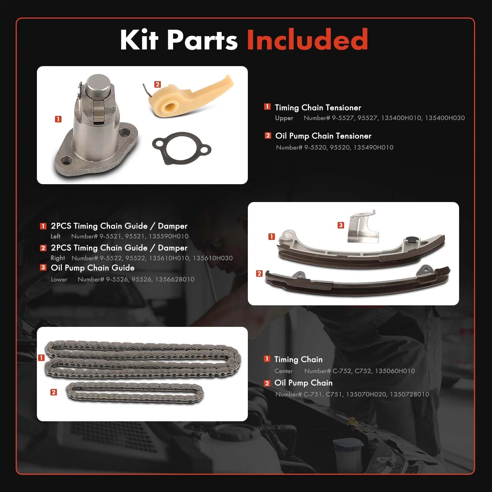 8x Timing Chain Kit for Toyota Camry Corolla RAV4 Highlander (2002-2011)