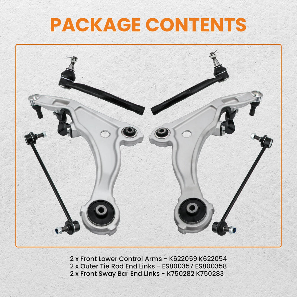 Set of 6 Front Lower Control Arms Tie Rod Sway Bar Links for Nissan Maxima (2009–2014)