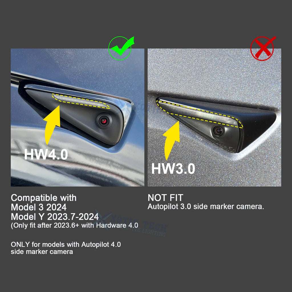 Black Carbon Style Side Camera Decor Cover Trim for Tesla Model Y (2024-2025)
