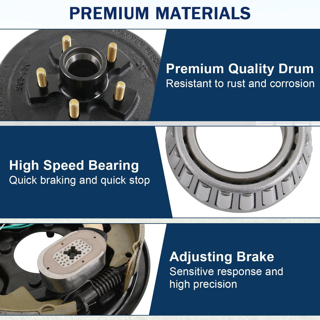 Electric Trailer Brake Hub Drum Kit for 3500 lbs (10" x 2-1/4")